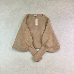 C+D+M Collection Tan Ribbed Knit Dolman Batwing Sleeve Cropped Sweater NWT Small